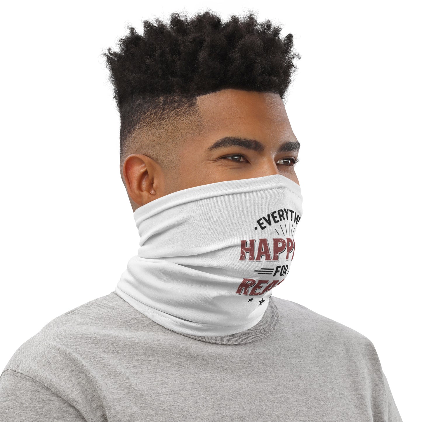 Mens Everything Happens For  Reason Neck Gaiter - Pixellly