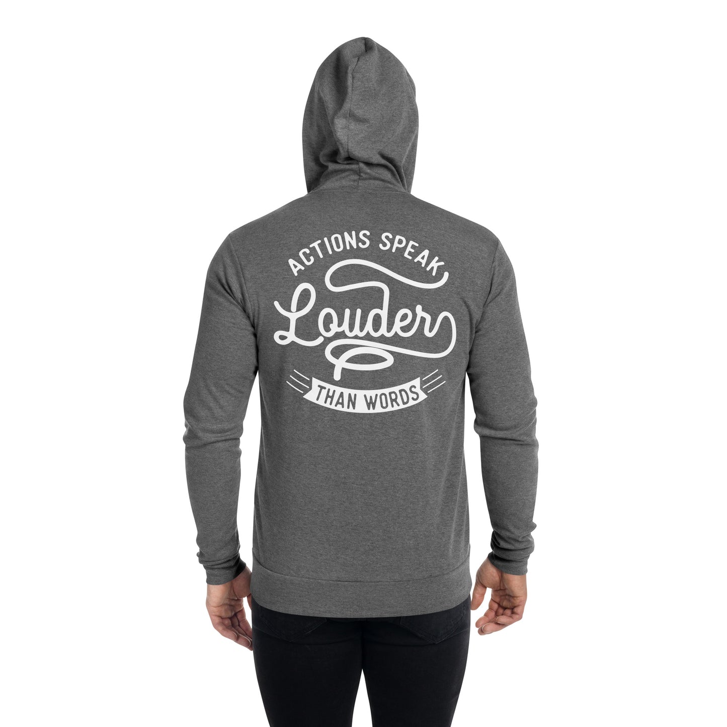 Mens Action Speaks Louder Than Words zip hoodie - Pixellly