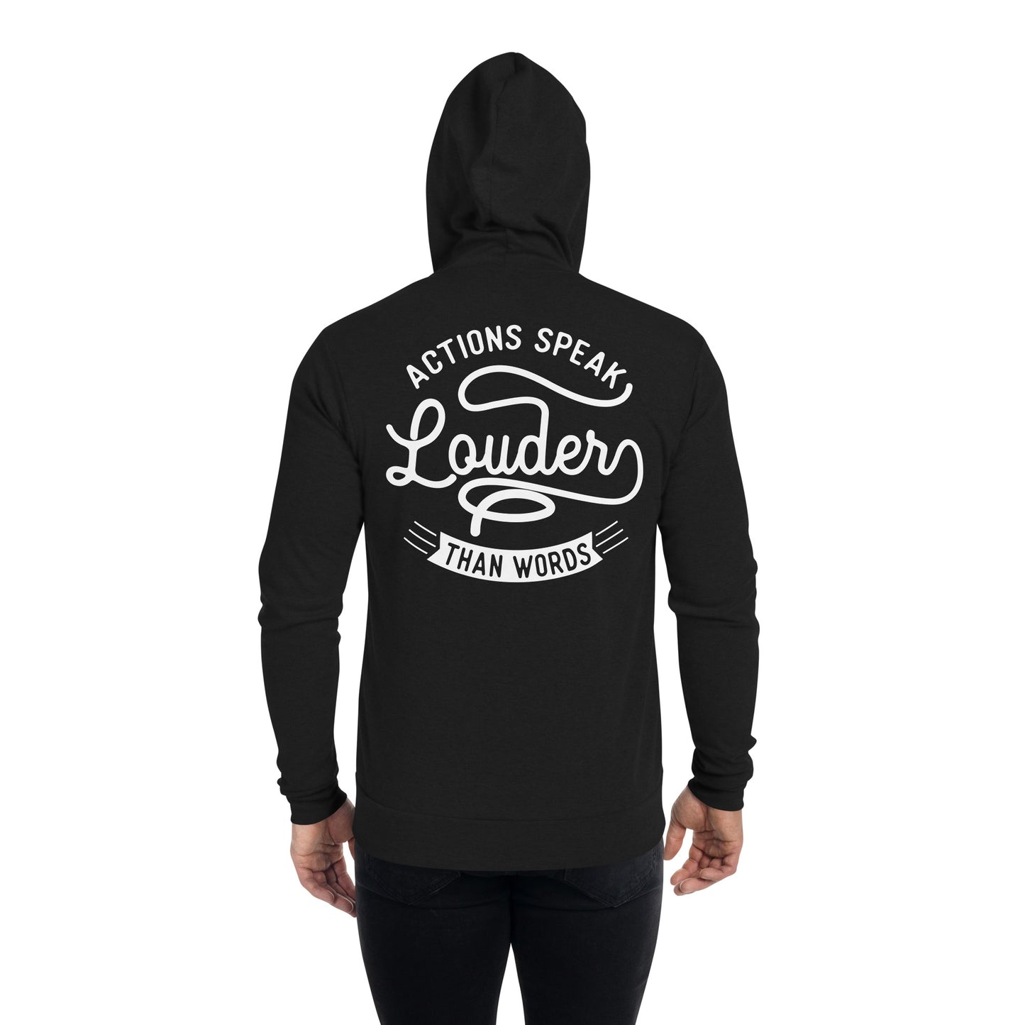 Mens Action Speaks Louder Than Words zip hoodie - Pixellly