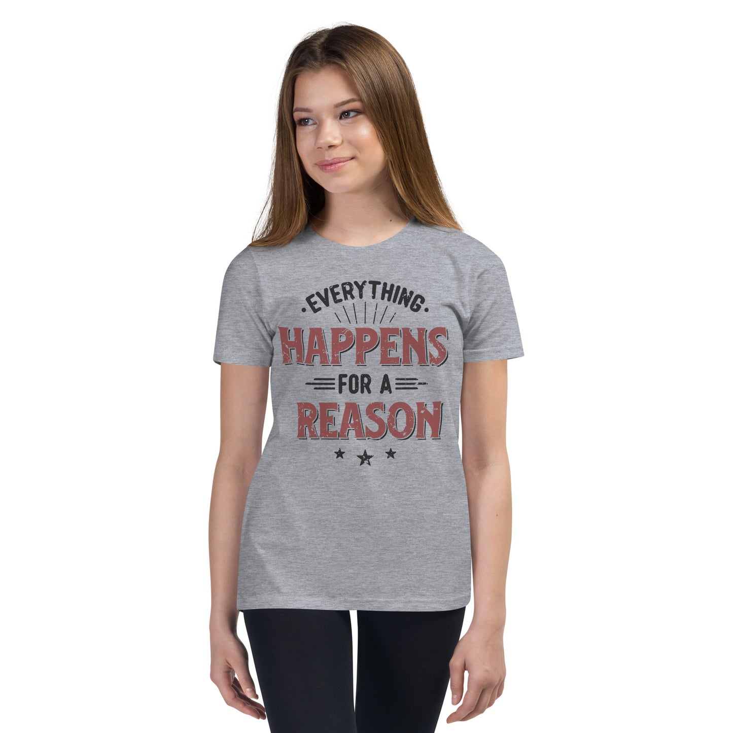 Girls Everything Happens For A Reason Short Sleeve T-Shirt - Pixellly