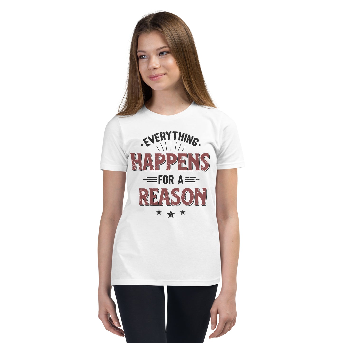 Girls Everything Happens For A Reason Short Sleeve T-Shirt - Pixellly